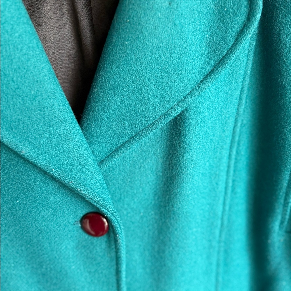 Vintage Teal wool blend Women's Coat size Large - Picture 3 of 6